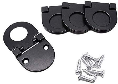 4 Stück moderne Flush Ring-Griffe für Schublade, Schublade, 5 mm, schwarz
