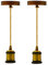 LEDSone Ceiling Rose Pendant Bulb Holder 2 Pack Yellow Brass 100 cm Braided Adjustable Cable with E27 Light Fitting lamp Holder for Kitchen Living Bedroom Dining Room Hallway Lighting