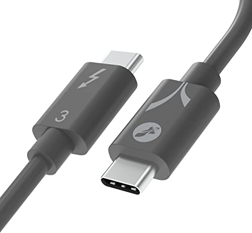 SABRENT usb c Thunderbolt 3 cable 100W (Intel certified) 40Gbps, USB-C tb3 for a super fast transfer and charging, Docking station, Laptops, MacBooks, Galaxy S22 S21 S20, and more, 20cm (CB-T320-GRY)