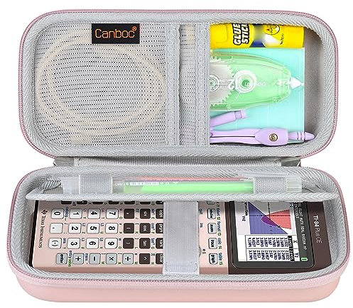 Canboc Graphic Calculator Case für Texas Instruments Ti-84 Plus CE/Ti-84 Plus/TI-83 Plus Farbe Graphic Calculator, Mesh Bag Fit Kabel, Handbuch, Sonstiges Zubehör, Roségold