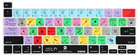 XSKN Tastaturabdeckung aus Silikon, kompatibel mit MacBook Pro 13,3 Zoll (33,8 cm), 40,6 cm, mit Touch Bar und Touch ID – A2251 A2289 A2338 M1 A2141 (US-Version, Photoshop CC)