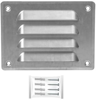 H&C VENT Grille Aeration Aluminium 140x105mm avec Moustiquaire │ Evacuation Caches Tuyau Ventilateur │ d'Extraction Ventialtion │ Exterieur Interieur │ Gaine Cache Extracteur d'air VMC │ Climatiseur