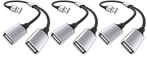MOSWAG USB Splitter, Adattatore USB Y Splitter Doppia Prolunga 2.0 per Cavo di Alimentazione per Ricarica/Trasferimento Dati/Laptop/Mac/Auto