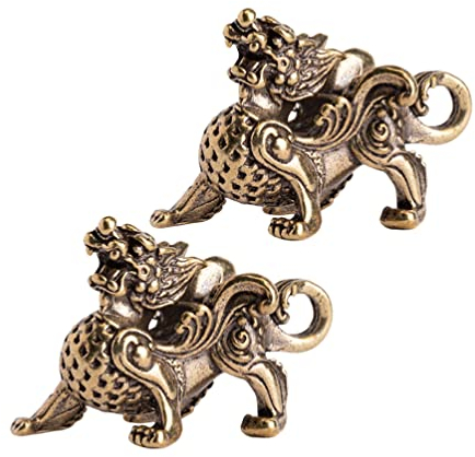 WINOMO Reichtum Feng Shui Figuren Gold Kirin Deko Kupfer Skulptur Glücksbringer Statue Zen Garten Miniatur Ornamente Auto Dekofigur für Blumentopf Micro Landschaft Feegarten Dekoration