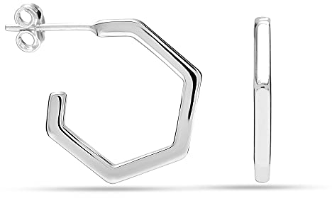 LeCalla 925 Sterling Silber Italienische C-Form Half Hoop für Damen Teen