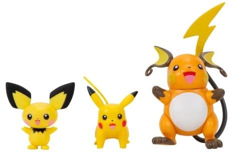 Pokemon PKW2778 Select 3er-Pack mit Pichu und Pikachu und 7,6 cm Raichu Battle Figuren, Evolution Multipack-Stil 2