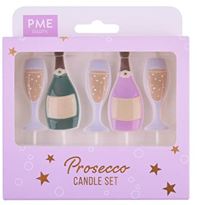 PME Cake Prosecco Party Pick Candles | Celebration Candle Set (Pack of 5)