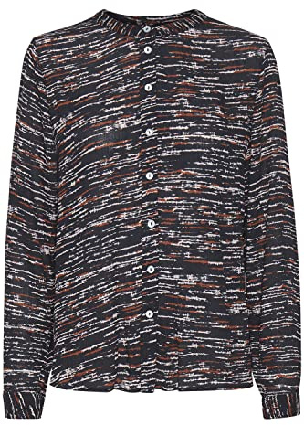 KAFFE Damen Langarm - Hemd KAdaria Damen Hemd Langarm V-Ausschnitt Print Oberteil Lange Ärmel