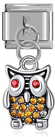 Italian Charms Owl Dangle Charm Link fits all 9mm Italian Charm Bracelet - UK stock (Owl A Dangle Charm), XS
