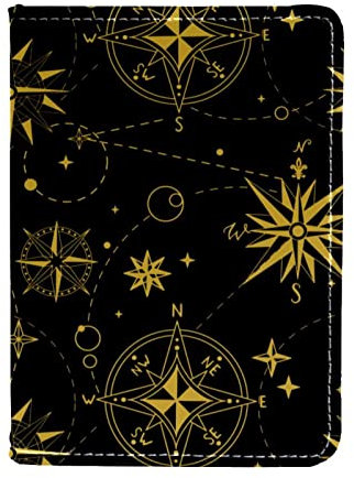 Compass Wind Rose Leather Passport Holder Cover Travel Wallet Case for Women Men