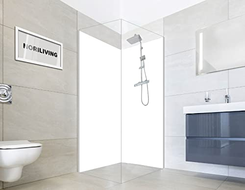 NORILIVING Duschrückwand Fliesenersatz Dusche 90x200 cm Weiß blanko | Duschwand ohne Bohren 2 teilig | Wandverkleidung Bad Aluverbundplatte 3 mm