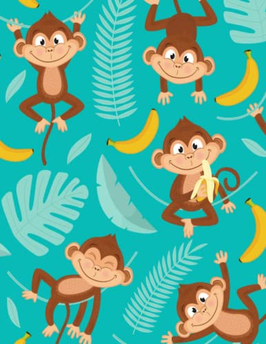 Monkey Notebook | Monkey Notepad | Wide Ruled Notebook | Monkey Journal | Notebook with Monkeys | 120 Lined Pages