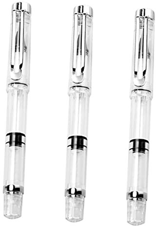 NUOBESTY 3Pcs Pen Brush Fuzzy Pen Brush Japanese Calligraphy Refillable Fountain Pen Brush Plastic Calligraphy Brush Fountain Pen Brush for Student Copy Scriptures