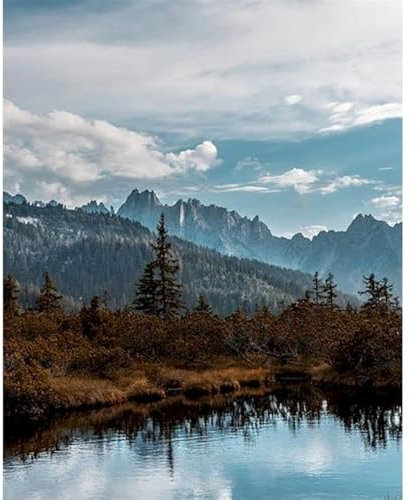 LIUJUNH Oil Painting by Numbers Kits Lakes Natural Landscape DIY Acrylic Paint by Numbers for Adults Home Decors Coloring by Numbers Art CDC10 45x60cm