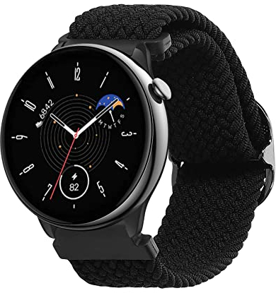 kwmobile Armband kompatibel mit Huami Amazfit GTR Mini - Nylon Fitnesstracker Sportarmband Band in Schwarz - Innenmaße von