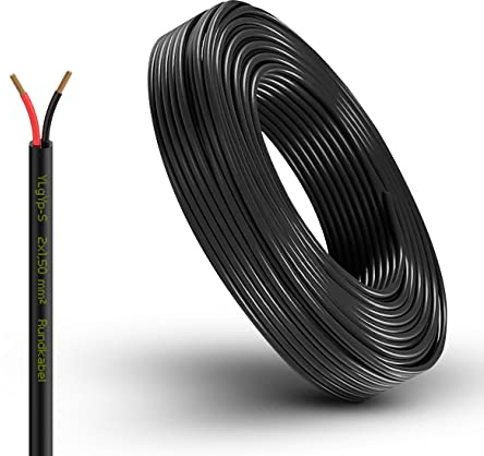 Fahrzeugleitung Anhängerkabel Rund oder Flach Kabel rot/schwarz 2x 0,75 1,0 1,5 mm² 2-adrig 6-24 Volt KFZ AUTO (Rundkabel 1,5 mm², 15 Meter)