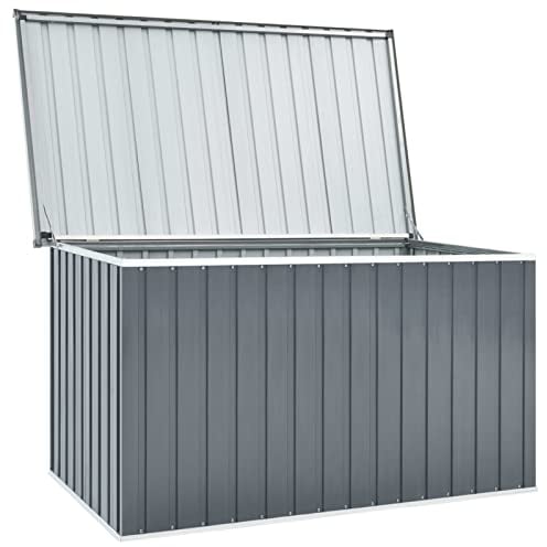 Yolola Gartenbox Metall Aufbewahrungsbox Wasserdicht Gartenbox Grau Gartentruhe Kissenbox Gartenbox Aufbewahrung Wasserdicht Gartenkiste Metall Aufbewahrungskiste 171 x 99 x 93 cm