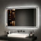 EMKE Miroir Salle de Bain avec Eclairage, 100x60 cm avec Interrupteur à Bouton, Anti-buée,Miroir Salle de Bain, Lumière Blanche Froide/Chaude,Horizontale/Verticale,Miroir LED Salle de Bain