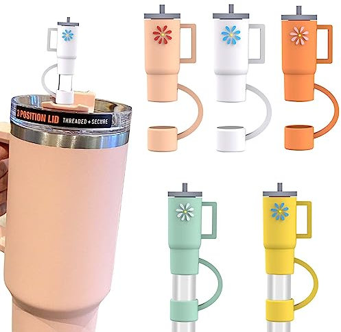 AIERSA 5Pcs Straw Cover Cap for Stanley Cup, Silicone Straw Topper Compatible with Stanley 30&40 Oz Tumbler with Handle,Mini Cup Straw Tip Covers for Stanley Cups Accessories