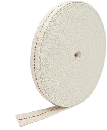 Flacher Baumwolldocht für Öllampen oder Hurrikan-Lampen, Öllampendocht für Öllampen, Hurrikan-Laterne, Kerosinlaterne und Ölbrenner, roter Stich, 5 m/Rolle (T = 1,3 mm)