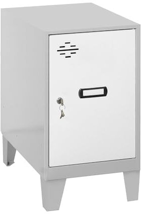 SimonRack Simonlocker Kommode, klein, 575 x 300 x 500 mm, Amario aus Metall, inkl. Schlüssel, Grau/Weiß