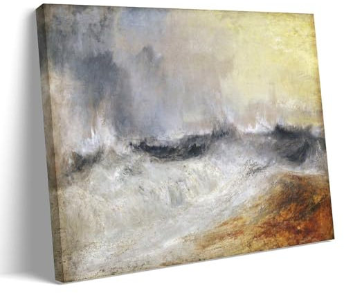 NgAnoh Waves Breaking Against The Wind by J. M. W. Turner Canvas Printed Poster Art Print Wall Photo Paint Hanging Picture Family Bedroom Decor Gift 24x36inch(60x90cm)