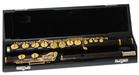 Flûtes Traversière Instrument Flûte Alto En Bois Ton G 16 Clés À Trou Fermé Instrument De Flûte Plaqué Or Avec Étui (Color : Ebony)