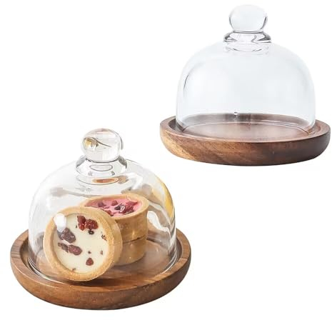 Burro e crema di formaggio in vetro con coperchio, piccolo mini contenitore decorativo da cucina con coperchio, coperchio in vetro con vassoio in legno