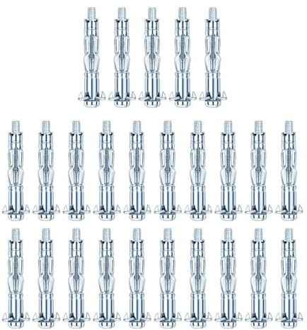 Lot de 25 ancrages muraux creux robustes M4 x 32 - Fixations métalliques - Chevilles à vis d'expansion pour cloison sèche - Fixations murales