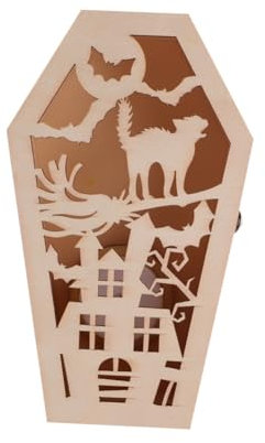Veemoon Holz Halloween Lampe Deko Lustige Sarg Licht Ornament Niedrigspannung Für Halloween-partys Und Wohnräume Miniatur Sarg Deko Für Tische Und Regale