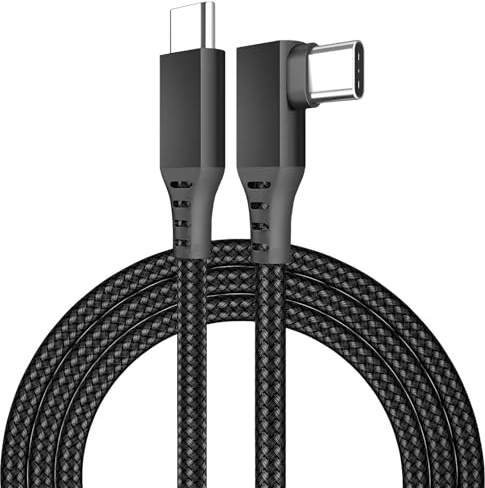 MMOBIEL Cable VR de Enlace USB-C a USB-C para Meta Quest 3 / Quest 2 / Pro/Pico 4 y PC/Steam VR Cable Trenzado Nylon Type-C de 90 Grados para Auriculares VR Gaming - 3m Negro