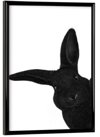 artboxONE Poster mit schwarzem Rahmen 18x13 cm Natur Schwarzer Hase - Bild Kaninchen grafikdesign gucken