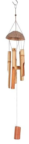 Carillon éolien en bambou en coquille de noix de coco pour décoration de fenêtre, décoration d'intérieur, méditation zen, artisanat vintage chinois, extérieur jardin terrasse