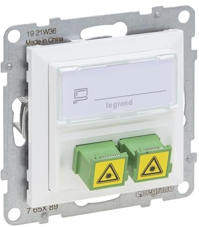LEGRAND, SEANO SC/APC Monomode Glasfaser-Steckdose, 2 Glasfaserkabel, Duplex Adapter, Farbe: Ultraweiß, 765189