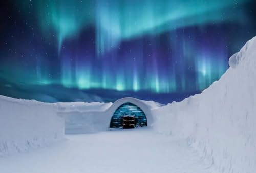Wunderschöne Blaue Aurora – 6000-teiliges Holzpuzzle – ab 14 Jahren