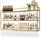 amhricho Weinregal Wand, 3 Ebenen Wand-Weinregale mit Glashalter, Multi funktionaler Weinpareite Display Rack,Weinflaschenhalter Wandmontage, für Zuhause, Bar, Küche, Restaurant (GOLD, 120*25*90cm)