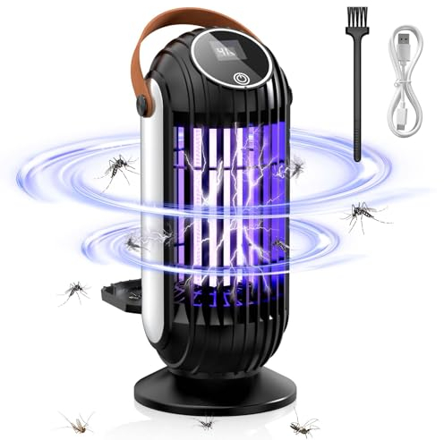 Lampe Anti Moustiques avec lumière UV, 2000V Piège à Mouches électrique, 4000 mAh Rechargeable par USB Destructeur d'insectes électrique, Piège à Insectes électrique intérieur pour moustiques