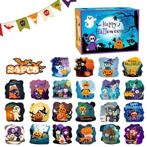 Halloween-Adventskalender 2024, Halloween-Puzzles | Anime Puzzle Countdown Kalender Spielzeug | -Hexe-Geist-Thema, lustiges Puzzle, Heimdekoration für Kinder, Teenager, Erwachsene