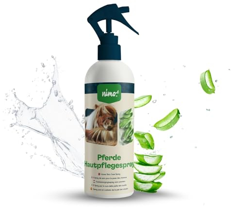 nimo® Pferde Hautpflegespray | Hautpflege für Pferde mit Aloe Vera & Panthenol | Regeneration der Haut bei Trockenheit & Entzündungen | gegen Juckreiz & Reizung | bei Ungezieferbefall, Gras Milben