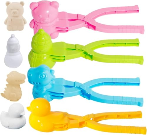 4 Stück Winter Schneeball Maker, Schneeballclip, Schnee Spielzeug, Ente Schneemann Schneeball Former, Winter Schneeballzange Spielzeug, für Kinder Schneeballschlachten im Outdoor-Zufällige Farbe (C)