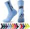 MPXEAVG 3 Paare Socken Fussball, Grip Socken Fußball, Fußballsocken Herren Damen, Rutschfeste Sportsocken für Fussball Basketball Laufen(Himmelblau)