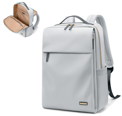 GOLF SUPAGS Sac à Dos pour Ordinateur Portable Pour Femme de Approuvé Par Les Compagnies Aériennes Sac à Dos Décontracté Multifonctionnel de 15,6 Pouces pour Voyage, Travail, École (Gris Clair)