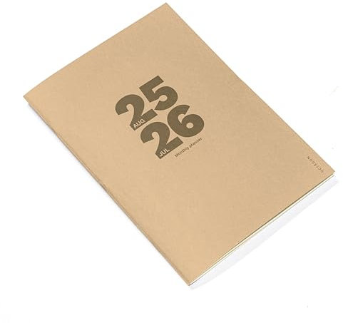 OCTÀGON DESIGN | Großer Monatsplaner 2025/2026 PLUS | Akademischer Monatsplaner | 12 Monate August 2025 - Juli 2026 | 2 Notizseiten zwischen den Monaten | A4 | Camel | Softcover