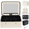 Large Makeup Case with LED Mirror Vanity Case Removable Light Up Mirror Leather Portable Makeup Artist Carry Vanity Box with Dividers Makeup Brush Holder, White