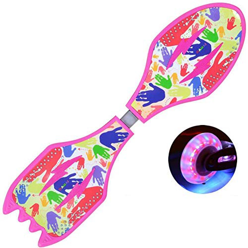 XIUWOUG Street Surfing Waveboard | Double Wheel Scooter Caster Board Mit LED-Blitzrad | Bis 200 Kg | Anti-Rutsch-Schlangenbrett Geeignet Für Kinder Und Jugendliche Anfänger Skateboard,20,83CM*23CM*9CM
