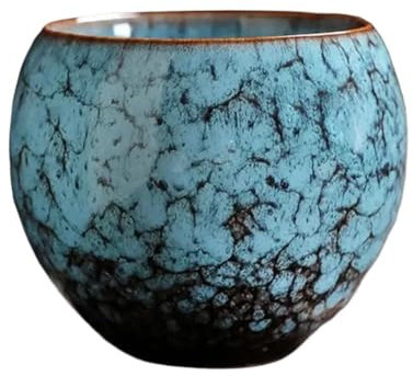 Jianzhan Teetasse aus Keramik, Retro-Temmoku-Glasur, Teetasse, blaue Keramik, Teeschale, Teeschale, Hauptbecher, einzeln (B,1 Stück)