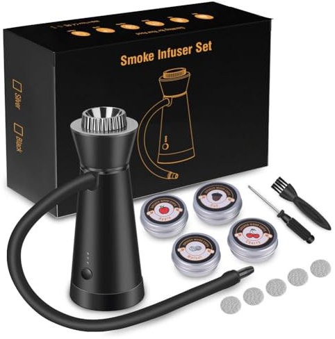 Wrtysully Cocktail-Smoker, Elektrisches Tragbares Räuchergerät für Speisen und Getränke, Hand-Smoker mit Rauchinjektor für Den Innen- und Außenbereich (A)