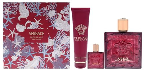 Versace Eros Flame by Versace for Men - 3 Pc Gift Set 3.4oz EDP Spray, 0.17oz EDP Spray (Mini), 5oz Bath and Shower Gel
