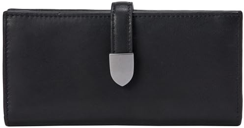 Amazon Essentials Damen Geldbörse aus Leder, Mehrere Fächer, Reißverschluss, Schwarz, Einheitsgröße