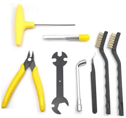 Jooehyer 3D Printer Nozzle Cleaning Tool Kit 17Pcs 3D Printer Accessories with Nozzle Cleaning Tool, Wrench, Tweezer Yellow